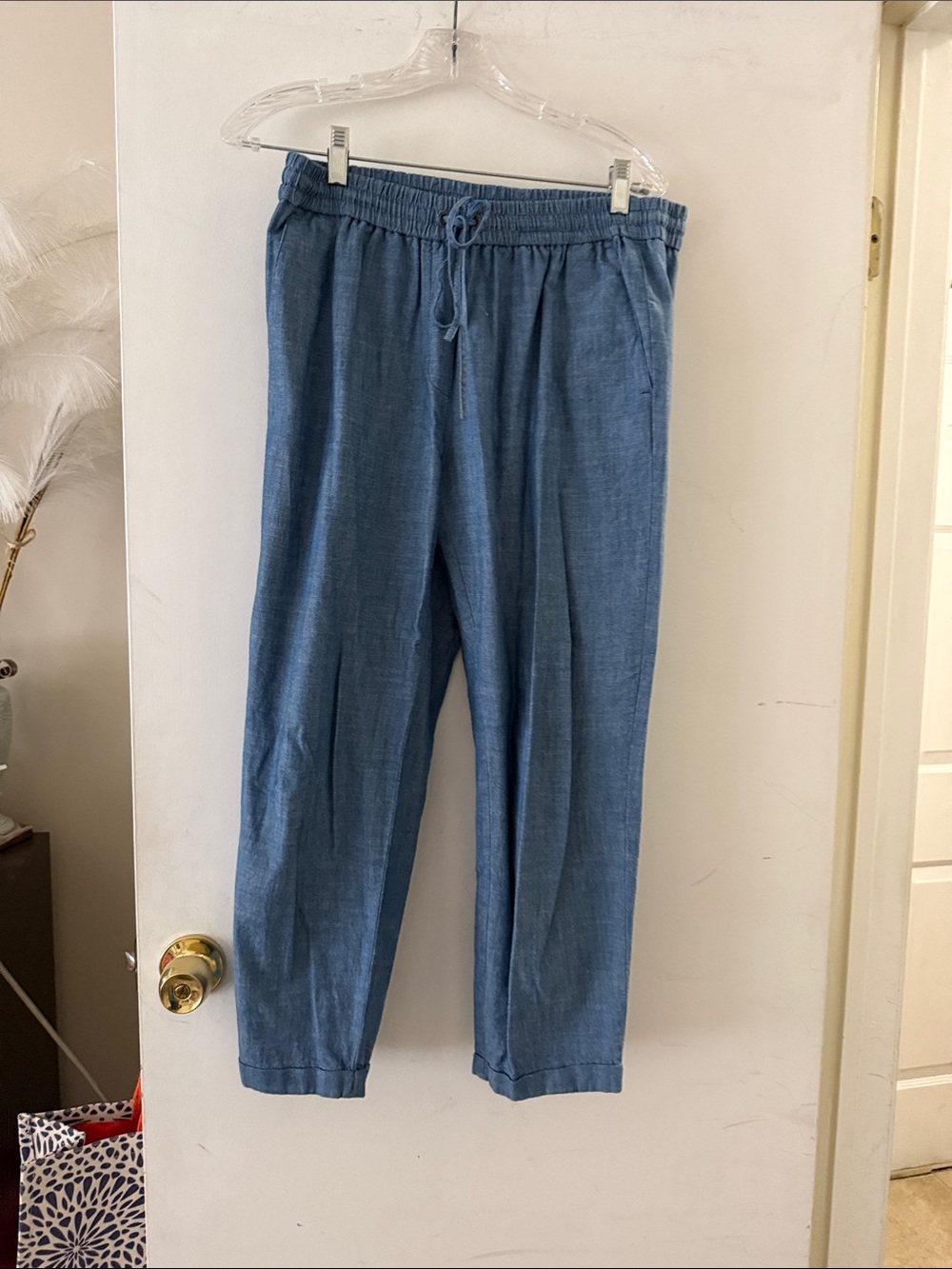 J. Crew Factory Blue Ankle-Length Drawstring Pants